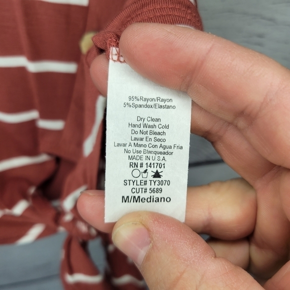 1.4.3. Story by Line Up Striped Tie-Front Top Sz Med - Picture 4 of 5